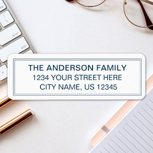 Minimalist Two Borders Custom Text Return Address