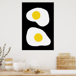 Minimalist Two Fried Eggs Kitchen Art Poster