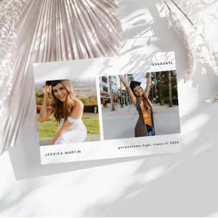 Minimalist Two Photo Graduation Announcement