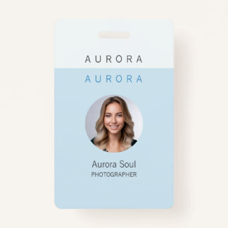 Minimalist Two-Tone Blue Name Badge ID Badge