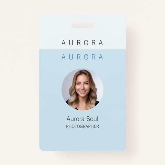 Minimalist Two-Tone Blue Name Badge ID Badge (Front)