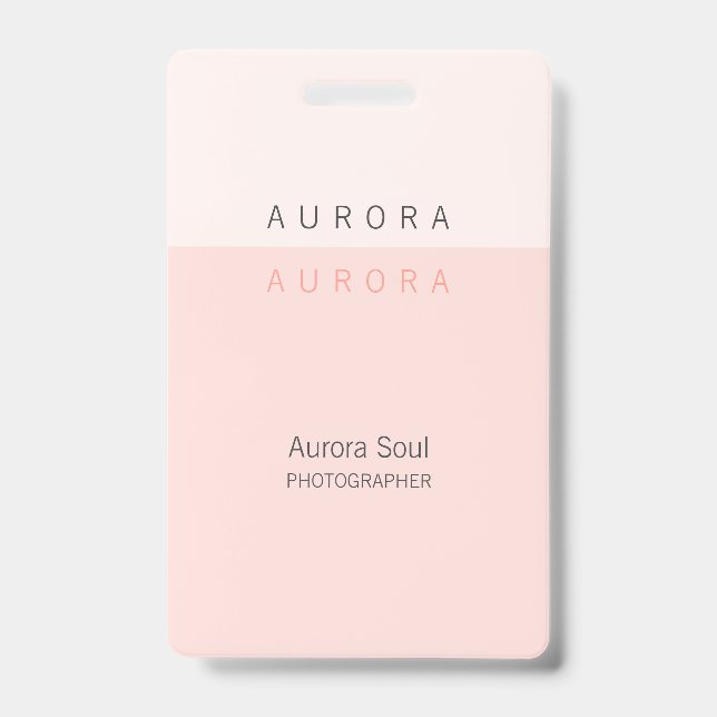 Minimalist Two-Tone Pink Name Badge (Front)