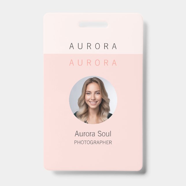 Minimalist Two-Tone Pink Name Badge (Front)