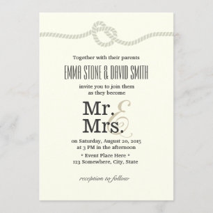 Minimalist Tying the Knot Nautical Wedding Invitation