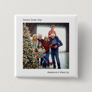 Minimalist Typewriter Christmas Custom Photo  2 Inch Square Button