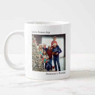 Minimalist Typewriter Christmas Custom Photo  Large Coffee Mug