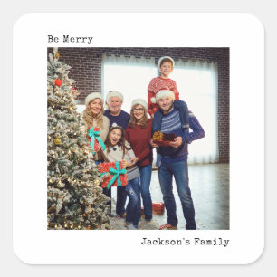 Minimalist Typewriter Christmas Custom Photo Square Sticker