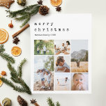 Minimalist Typewriter Christmas Family Photo Holiday Card<br><div class="desc">This simple and modern family photo collage Merry Christmas card features a place for you to add your names, and a message on the back in beautiful typewriter typography, as well as room for you to add your own photo montage (with space for seven photos). The perfect minimalist xmas holiday...</div>