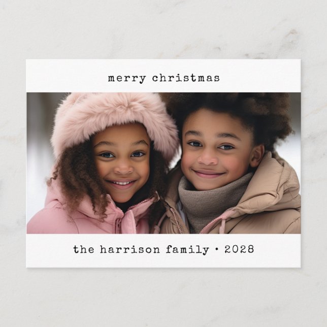 Minimalist Typewriter Christmas Holiday Postcard (Front)