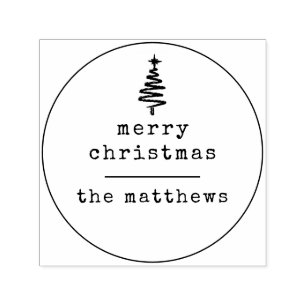 Minimalist Typewriter Christmas Tree Family Self-inking Stamp