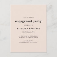 Minimalist typewriter engagement party invitation