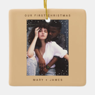 Minimalist Typewriter   Merry and Married Photo Ceramic Ornament