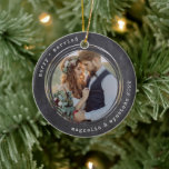 Minimalist Typewriter | Merry and Married Photo Ceramic Ornament<br><div class="desc">This beautiful photo keepsake ornament is a special way to celebrate</div>