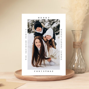 Minimalist Typewriter - Merry Christmas One Photo  Holiday Card