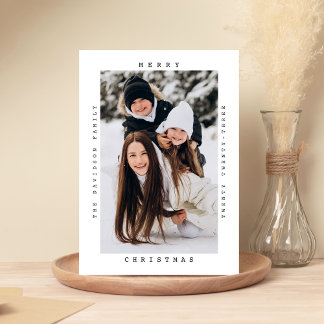 Minimalist Typewriter - Merry Christmas One Photo Holiday Card