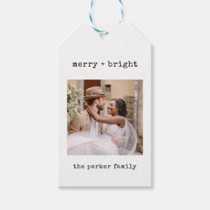 Minimalist Typewriter   Merry Christmas with Photo Gift Tags