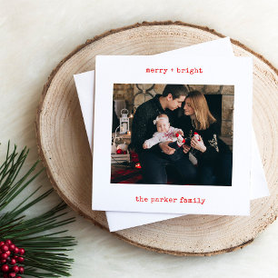 Minimalist Typewriter   Merry Christmas with Photo Holiday Card