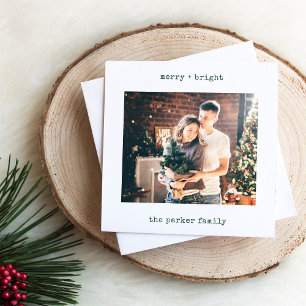 Minimalist Typewriter   Merry Christmas with Photo Holiday Card