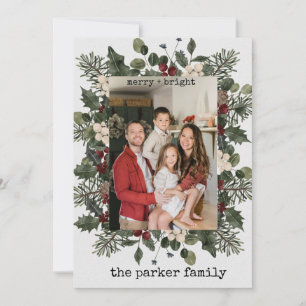Minimalist Typewriter   Merry Christmas with Photo Holiday Card
