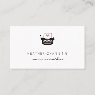 Minimalist Typewriter Romance Author Business Card