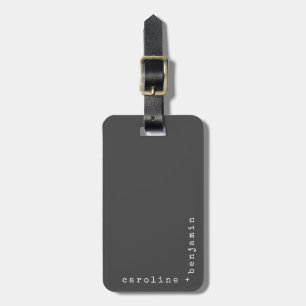Minimalist Typewriter Typography Corner Name Black Luggage Tag