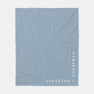Minimalist Typewriter Typography Corner Name Blue  Fleece Blanket