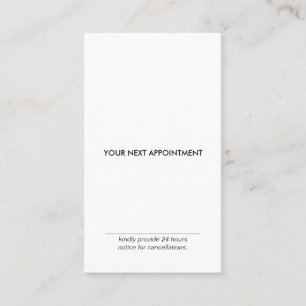 Minimalist Typography B&W Appointment Vertical Business Card