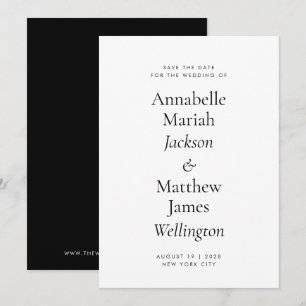 Minimalist Typography Big Names QR Code Wedding Save The Date