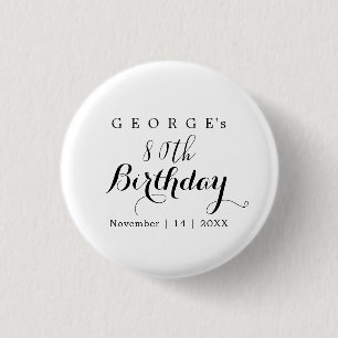 Minimalist Typography Birthday Party Design  1 Inch Round Button
