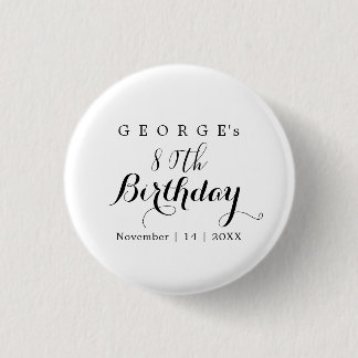 Minimalist Typography Birthday Party Design  1 Inch Round Button