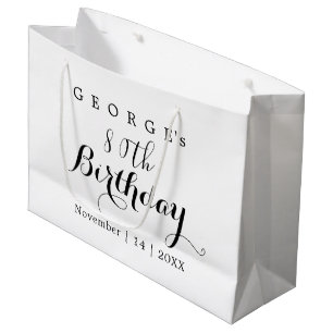 Minimalist Typography Birthday Party Design  Large Gift Bag