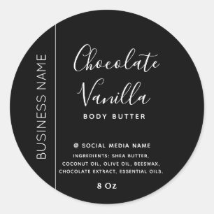Minimalist typography black white product classic round sticker