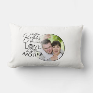 Minimalist Typography Brother Birthday Photo Lumbar Pillow