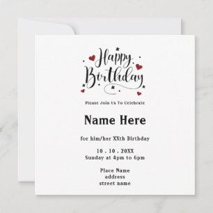 Minimalist Typography Calligraphy Birthday Invitation