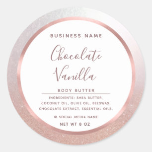 Minimalist  typography circle foil rose gold frame classic round sticker