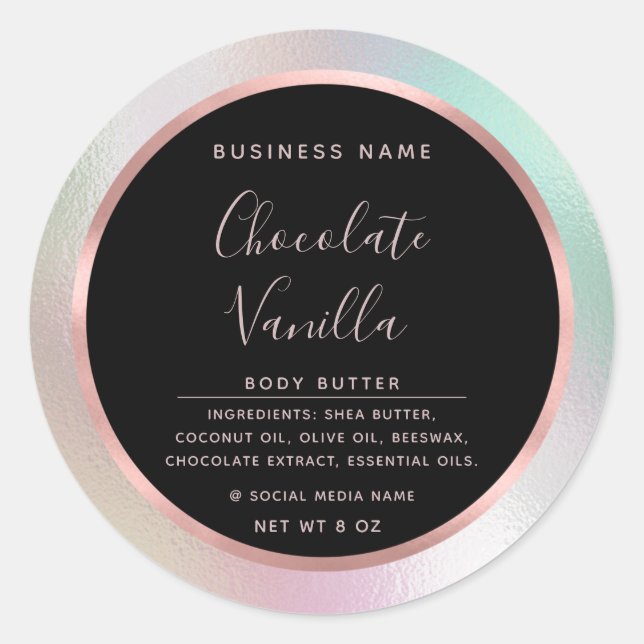 Minimalist  typography circle foil rose gold frame classic round sticker (Front)