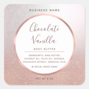 Minimalist  typography circle foil rose gold frame square sticker