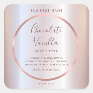 Minimalist  typography circle foil rose gold frame square sticker