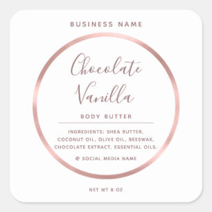 Minimalist  typography circle foil rose gold frame square sticker