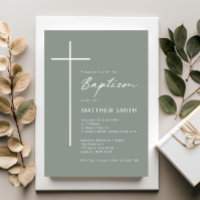 Minimalist Typography cross sage green baptism