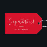 Minimalist Typography Custom Red Congratulations Gift Tags<br><div class="desc">Minimalist Typography Personalized Congratulations Gift Tags in Christmas Red and White</div>