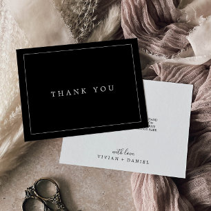Minimalist Typography Dark Black Thank You Card