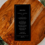 Minimalist Typography | Dark Black Wedding Dinner Menu<br><div class="desc">This minimalist typography dark black wedding dinner menu card is perfect for a simple wedding. The modern romantic design features classic black and white typography. Customizable in any colour. Keep the design simple and elegant, as is, or personalize it by adding your own graphics and artwork. This menu can be...</div>
