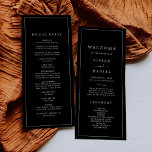 Minimalist Typography | Dark Black Wedding Program<br><div class="desc">This minimalist typography dark black wedding program is perfect for a simple wedding. The modern romantic design features classic black and white typography. Customizable in any colour. Keep the design simple and elegant, as is, or personalize it by adding your own graphics and artwork. Include the name of the bride...</div>