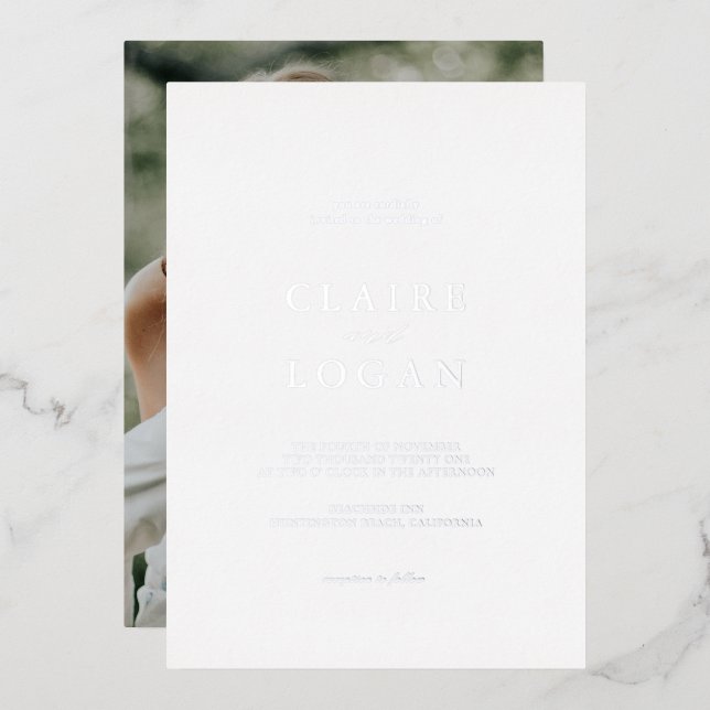 Minimalist Typography Elegant Photo White Wedding (Front/Back)