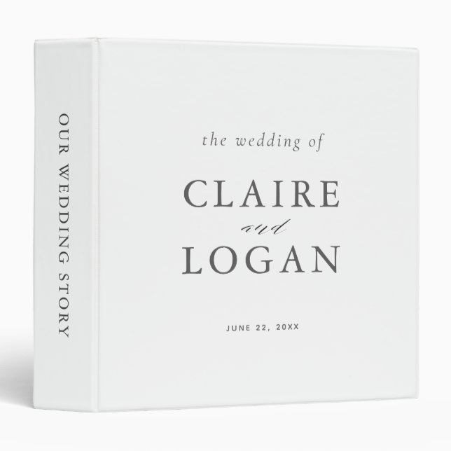 Minimalist Typography Elegant Wedding Photo Album Binder (Front/Spine)