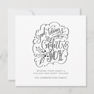 Minimalist Typography Good Tidings Christmas Holid Holiday Card