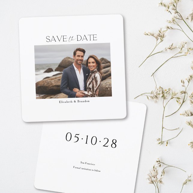 Minimalist  typography modern landscape photo save the date (Creator Uploaded)