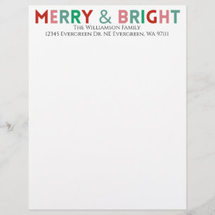 Minimalist Typography Modern Merry & Bright Name Letterhead