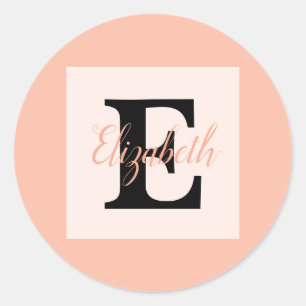 Minimalist typography monogram name  classic round sticker